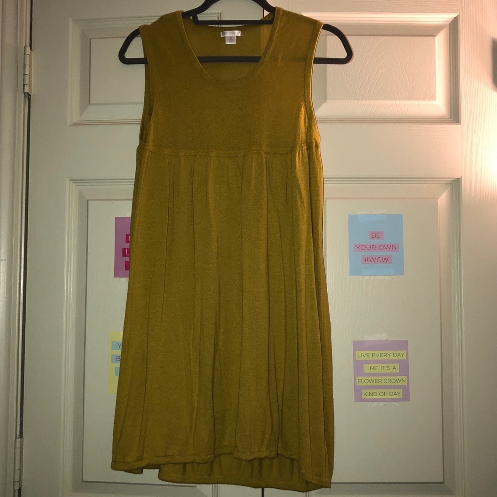 Mustard Yellow Sleeveless, Scoop Neck Dress